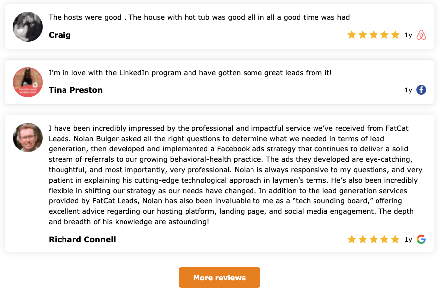 List reviews widget